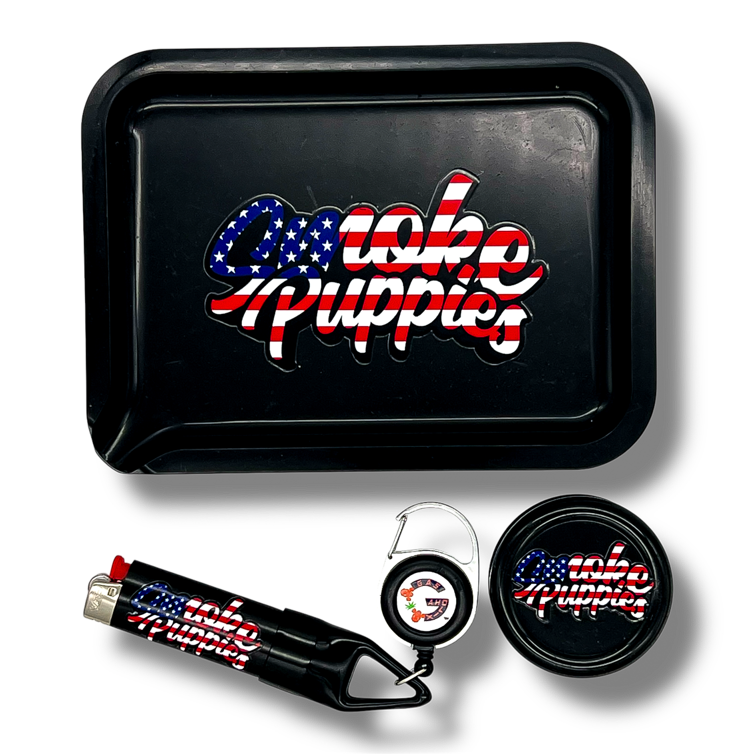 Smoke Puppies® Signature Tray + Grinder + Lighter Set